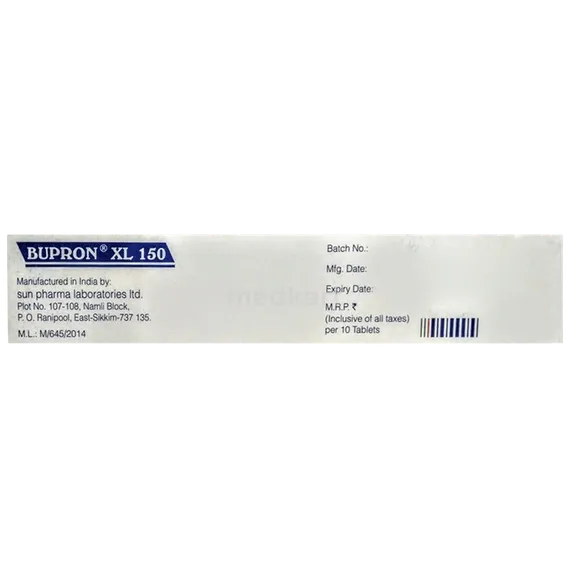 bupron xl 150mg tablet 10's